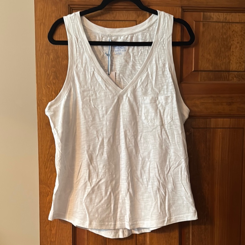 White V-Neck Women's Tank Top